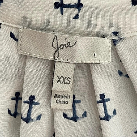 Joie silks sleeveless white top with anchor print size XXS - Picture 5 of 5